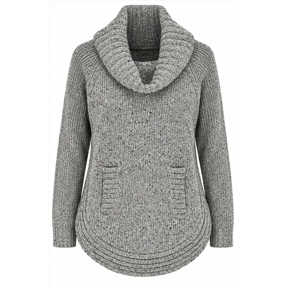 Cynthia Rowley Cowl Neck Sweater Women L Gray Wool Blend Pockets NWT